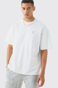 Oversized Heavyweight Paisley Applique T-shirt | BoohooMAN UK