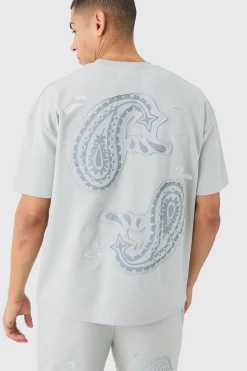 Oversized Heavyweight Paisley Applique T-shirt | BoohooMAN UK