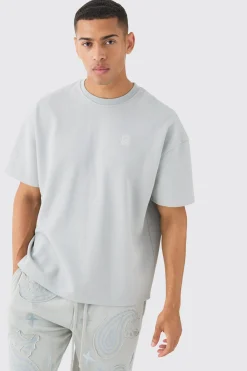 Oversized Heavyweight Paisley Applique T-shirt | BoohooMAN UK