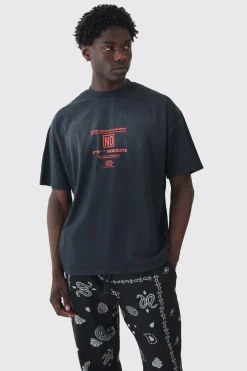 Oversized Heavyweight Rhinestone Printed T-shirt | BoohooMAN UK