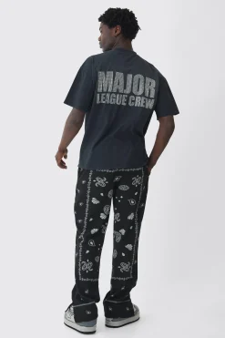 Oversized Heavyweight Rhinestone Printed T-shirt | BoohooMAN UK