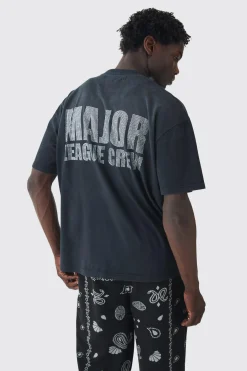 Oversized Heavyweight Rhinestone Printed T-shirt | BoohooMAN UK