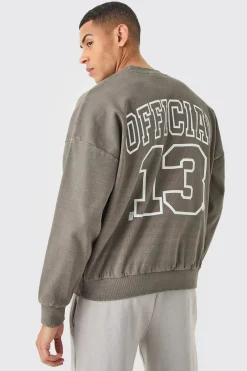 Oversized Heavyweight Ribbed Washed Drop Shoulder Sweatshirt | BoohooMAN UK