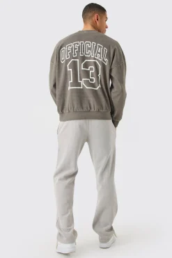 Oversized Heavyweight Ribbed Washed Drop Shoulder Sweatshirt | BoohooMAN UK