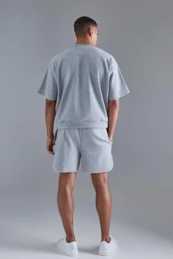 Oversized Heavyweight Ribbed Short Sleeve Sweatshirt | BoohooMAN UK