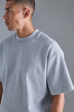 Oversized Heavyweight Ribbed Short Sleeve Sweatshirt | BoohooMAN UK