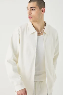 Oversized Heavyweight Ribbed Jacket | BoohooMAN UK