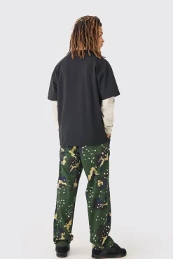 Oversized Heavyweight Split Hem Faux Sleeve Print T-shirt | BoohooMAN UK