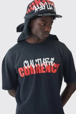 Oversized Heavyweight Sun Bleached Printed Nibbling T-shirt | BoohooMAN UK