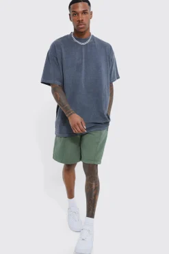 Oversized Heavyweight Wash Loopback Short Set | BoohooMAN UK