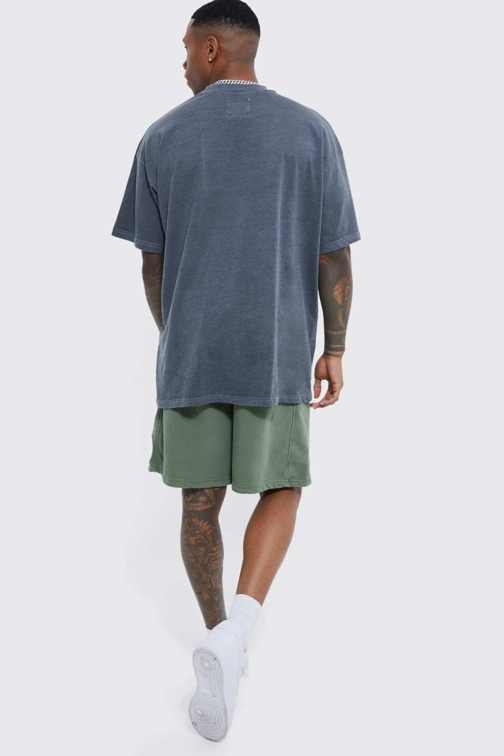 Oversized Heavyweight Wash Loopback Short Set | BoohooMAN UK