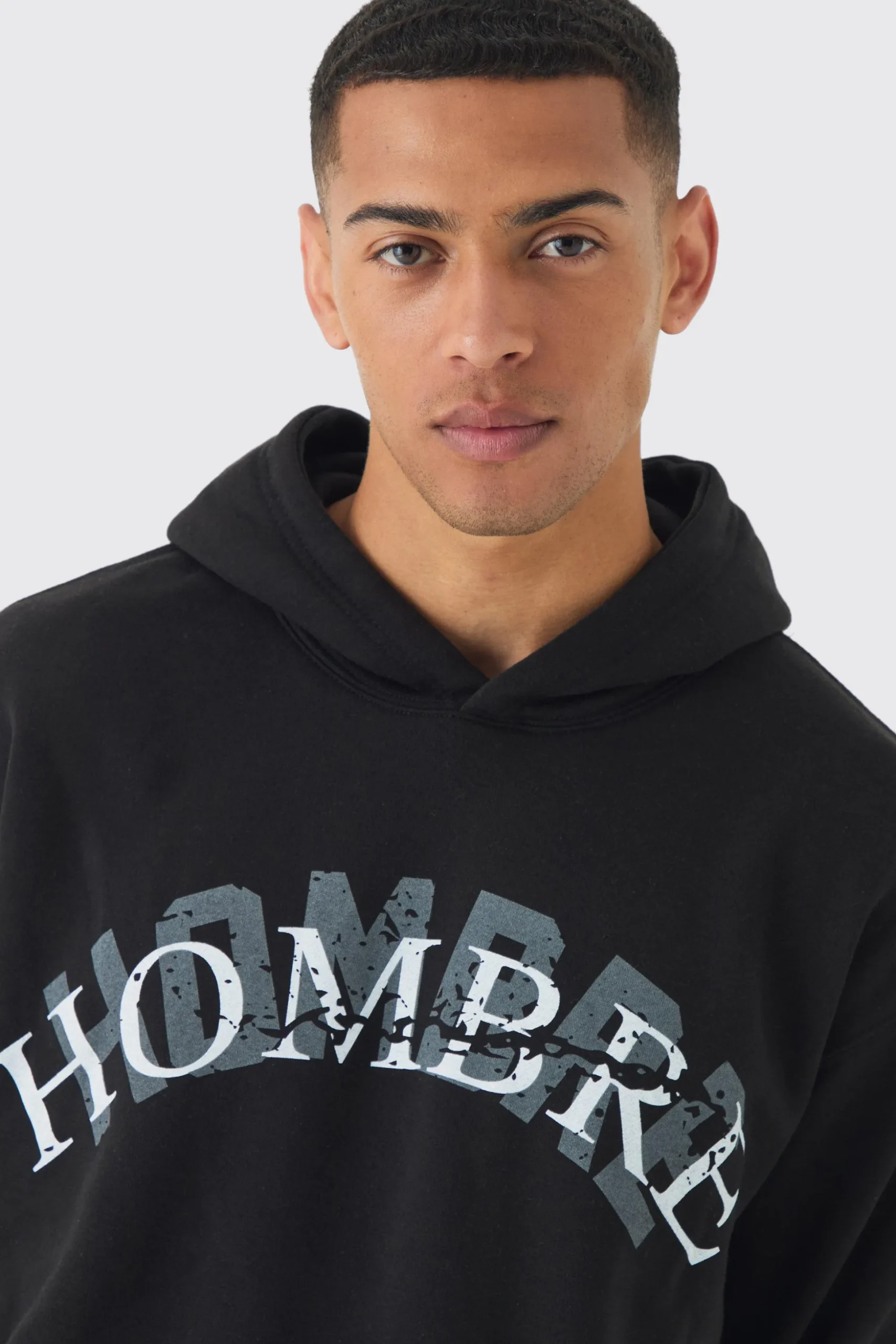 Oversized Hombre Eagle Printed Hoodie | BoohooMAN UK