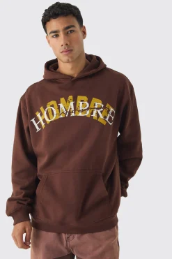 Oversized Hombre Eagle Printed Hoodie | BoohooMAN UK