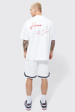 Oversized Homme Basketball T-shirt And Short Set | BoohooMAN UK