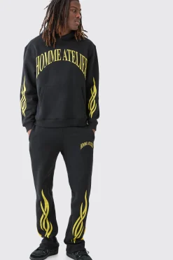 Oversized Homme Bm Printed Hooded Tracksuit | BoohooMAN UK