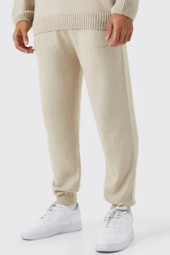 Oversized Homme Brushed Rib Knit Joggers | BoohooMAN UK