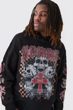 Oversized Homme Cross Graphic Hoodie | BoohooMAN UK