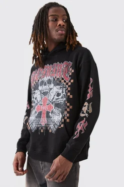 Oversized Homme Cross Graphic Hoodie | BoohooMAN UK