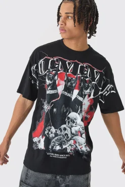 Oversized Homme Gothic Overseams T-Shirt | BoohooMAN UK