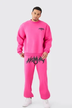 Oversized Homme Gothic Sweatshirt Tracksuit | BoohooMAN UK