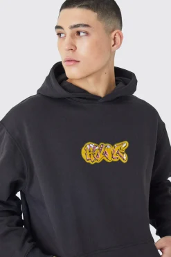 Oversized Homme Graffiti Graphic Hoodie | BoohooMAN UK