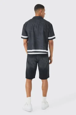 Oversized Homme Moto Print Boxy Shirt | BoohooMAN UK