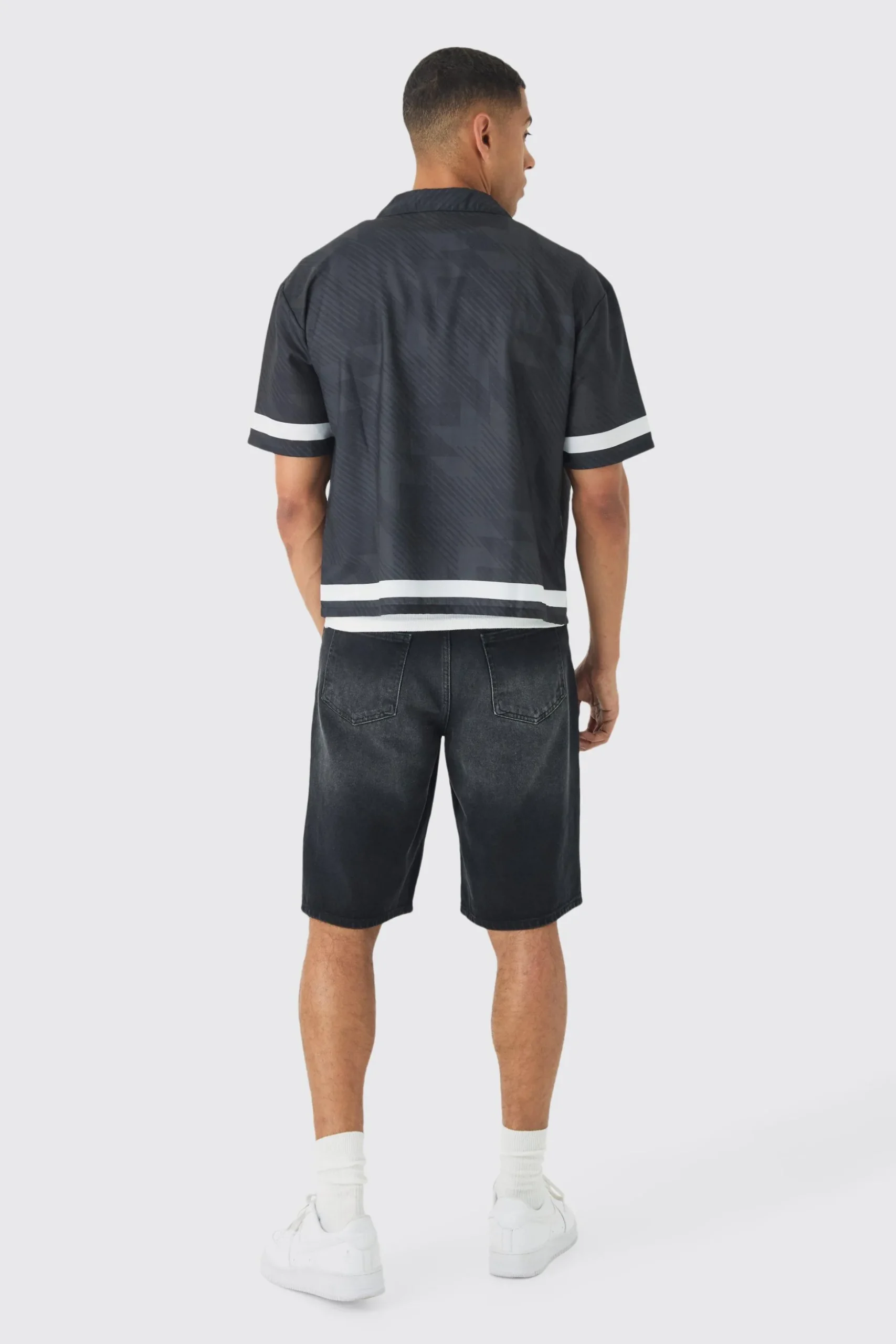 Oversized Homme Moto Print Boxy Shirt | BoohooMAN UK