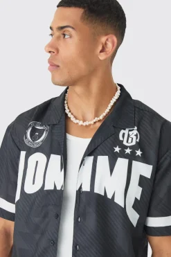 Oversized Homme Moto Print Boxy Shirt | BoohooMAN UK