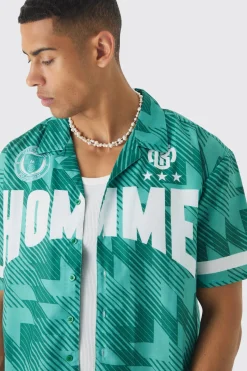 Oversized Homme Moto Print Boxy Shirt | BoohooMAN UK