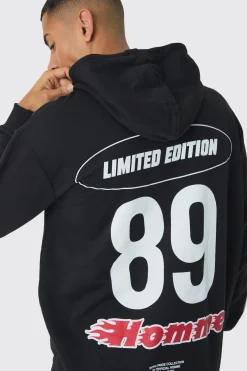 Oversized Homme Moto Printed Hoodie | BoohooMAN UK