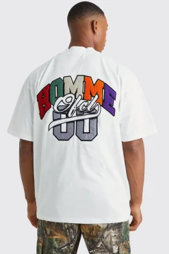 Oversized Homme Ofcl Varsity Applique T-shirt | BoohooMAN UK