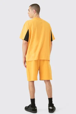Oversized Homme Panel Heavyweight T-shirt & Short Set | BoohooMAN UK