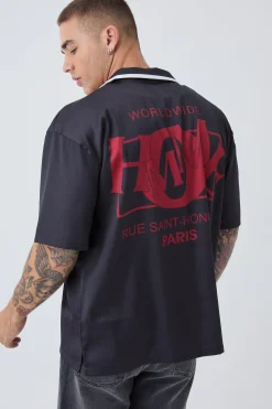 Oversized Homme Print Satin Shirt | BoohooMAN UK