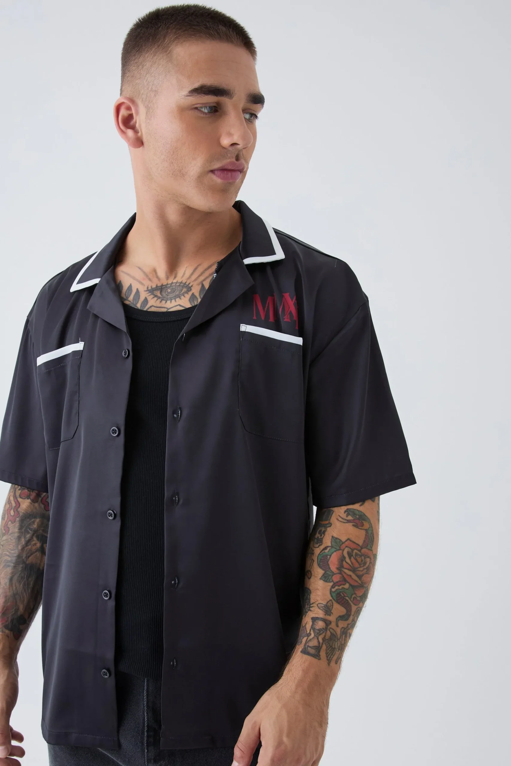 Oversized Homme Print Satin Shirt | BoohooMAN UK