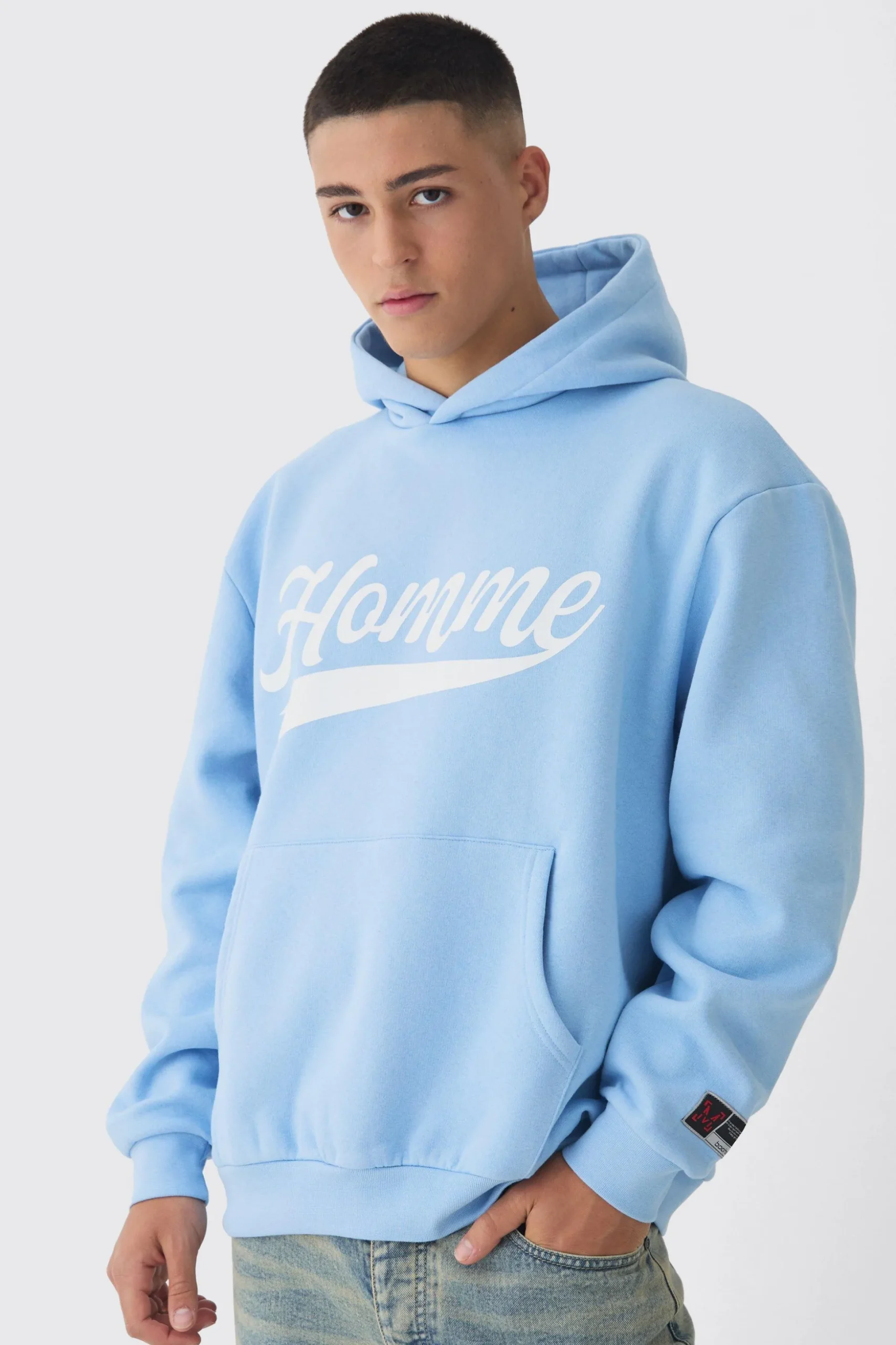 Oversized Homme Printed Varsity Sweatshirt | BoohooMAN UK