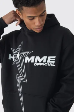 Oversized Homme Star Print Hoodie | BoohooMAN UK