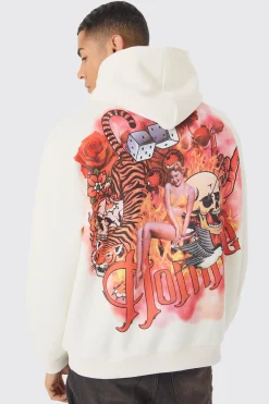 Oversized Homme Tattoo Back Graphic Hoodie | BoohooMAN UK