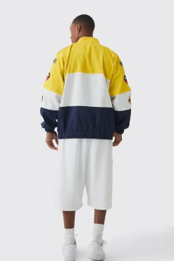Oversized Homme Twill Moto Jacket In Yellow | BoohooMAN UK