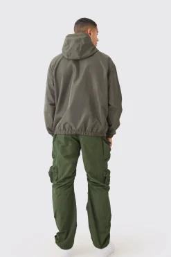 Oversized Hooded Half Zip Windbreaker | BoohooMAN UK