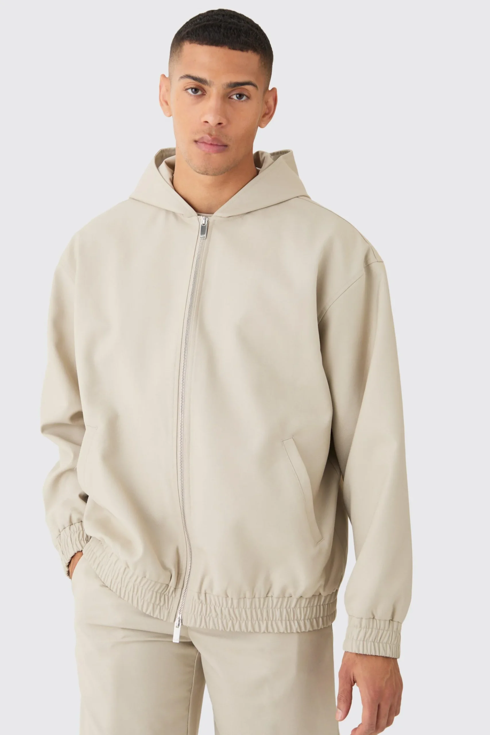 Oversized Hooded Smart Bomber Jacket | BoohooMAN UK