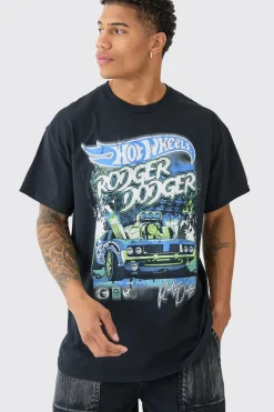 Oversized Hotwheels Racing License Print T-shirt | BoohooMAN UK