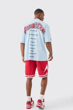 Oversized Hustlin Teddy T-shirt Basketball Set | BoohooMAN UK