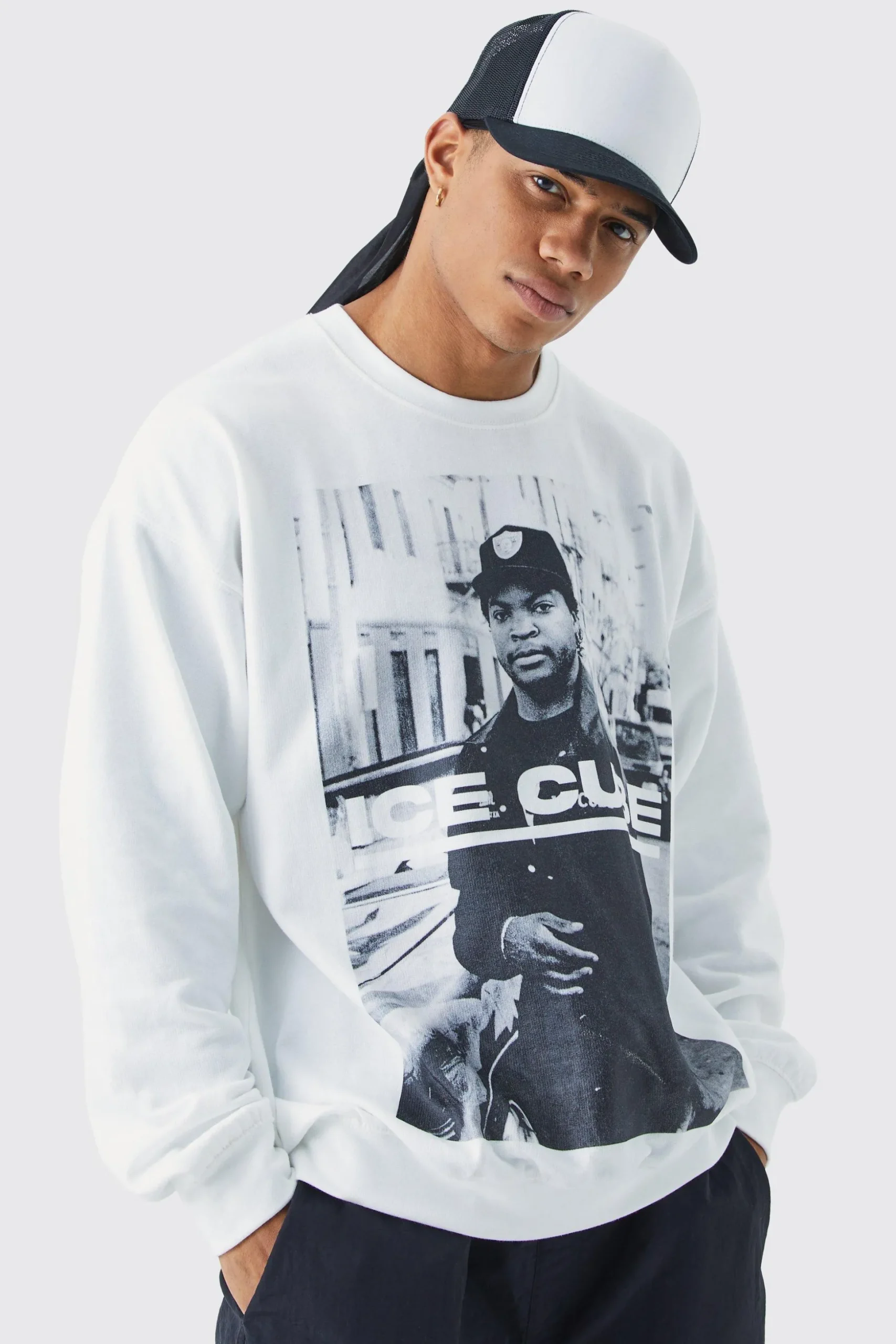 Oversized Ice Cube License Sweat | BoohooMAN UK