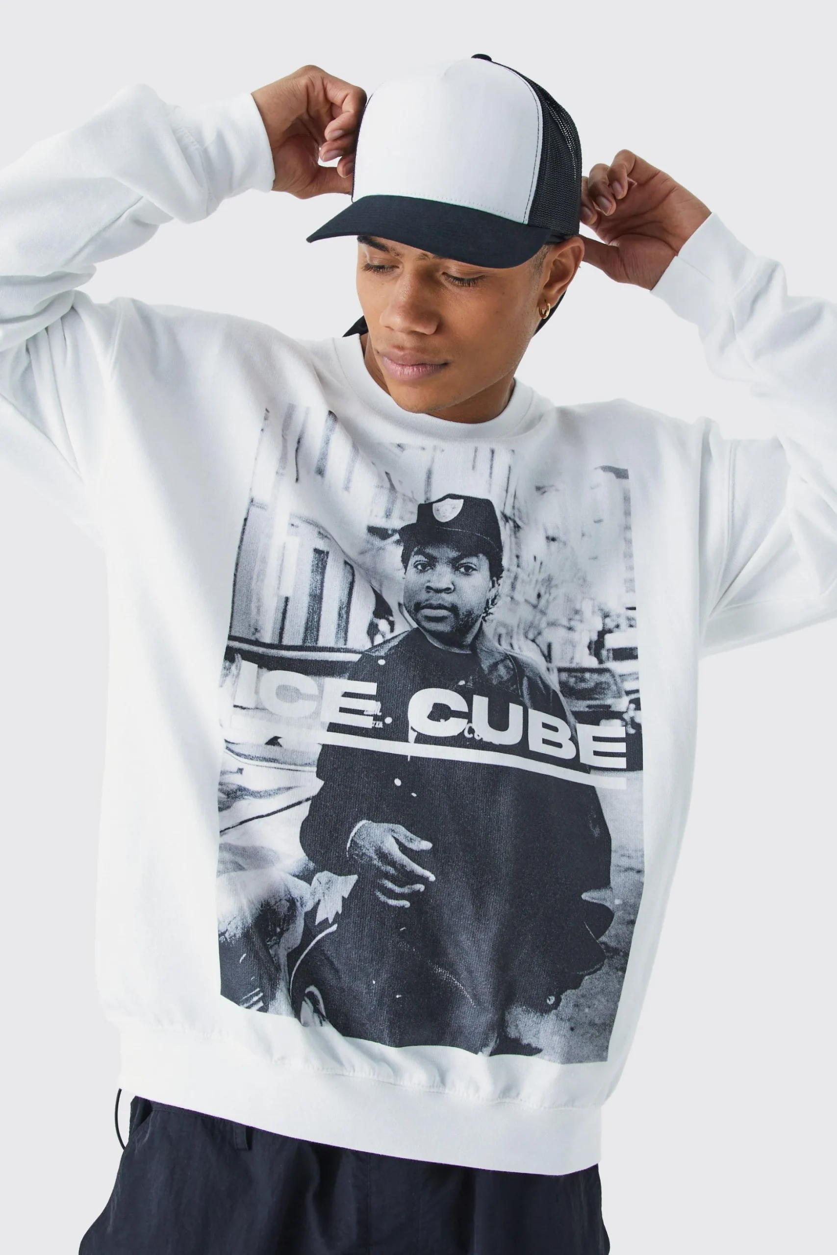 Oversized Ice Cube License Sweat | BoohooMAN UK
