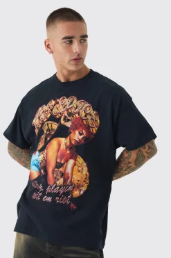 Oversized Ice Spice License Print T-Shirt | BoohooMAN UK