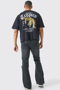 Oversized Interlock Dark Tropics T-shirt | BoohooMAN UK