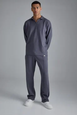 Oversized Interlock Rugby Polo And Jogger Set | BoohooMAN UK