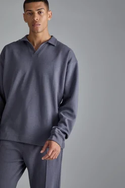 Oversized Interlock Rugby Polo And Jogger Set | BoohooMAN UK