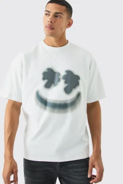 Oversized Interlock Tropics Smiley T-shirt | BoohooMAN UK