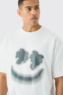 Oversized Interlock Tropics Smiley T-shirt | BoohooMAN UK